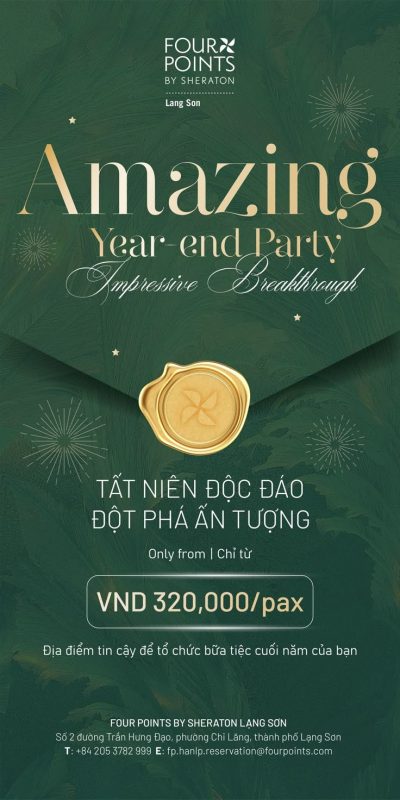 Mẫu thiệp mời sự kiện “Amazing Year and Party” của Four points by Sheraton do Sự kiện Hưng Thịnh thiết kế và in ấn