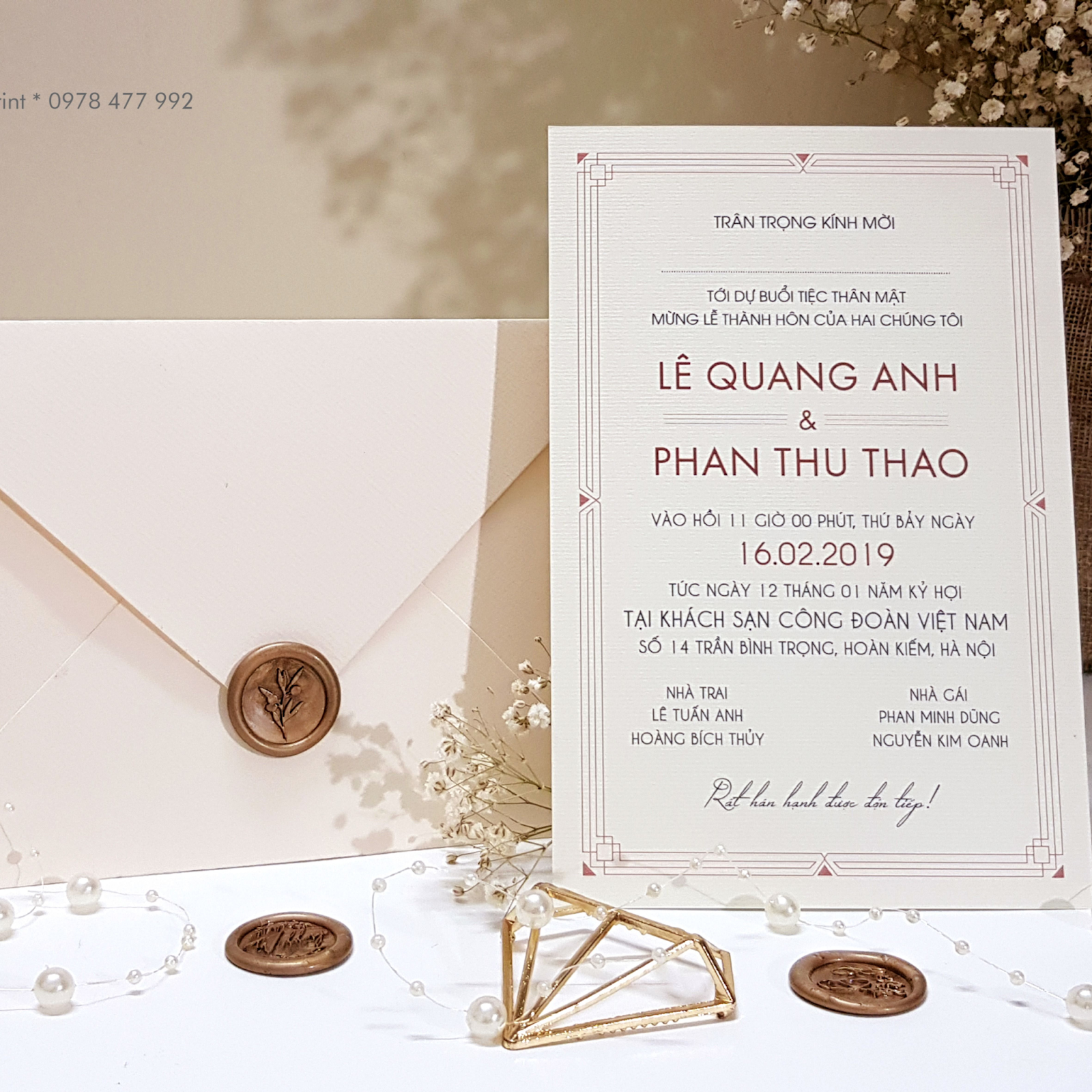 Mẫu thiệp mời sự kiện đám cưới do Sự kiện Hưng Thịnh thiết kế và in ấn